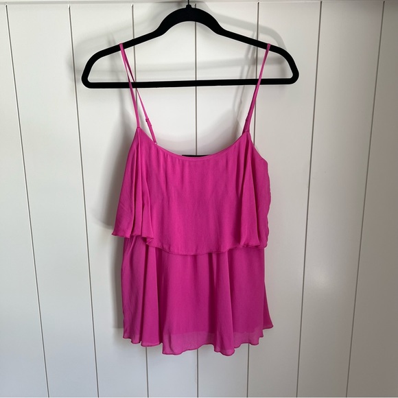 BCBG tiered magenta ruffle tank - Picture 2 of 12
